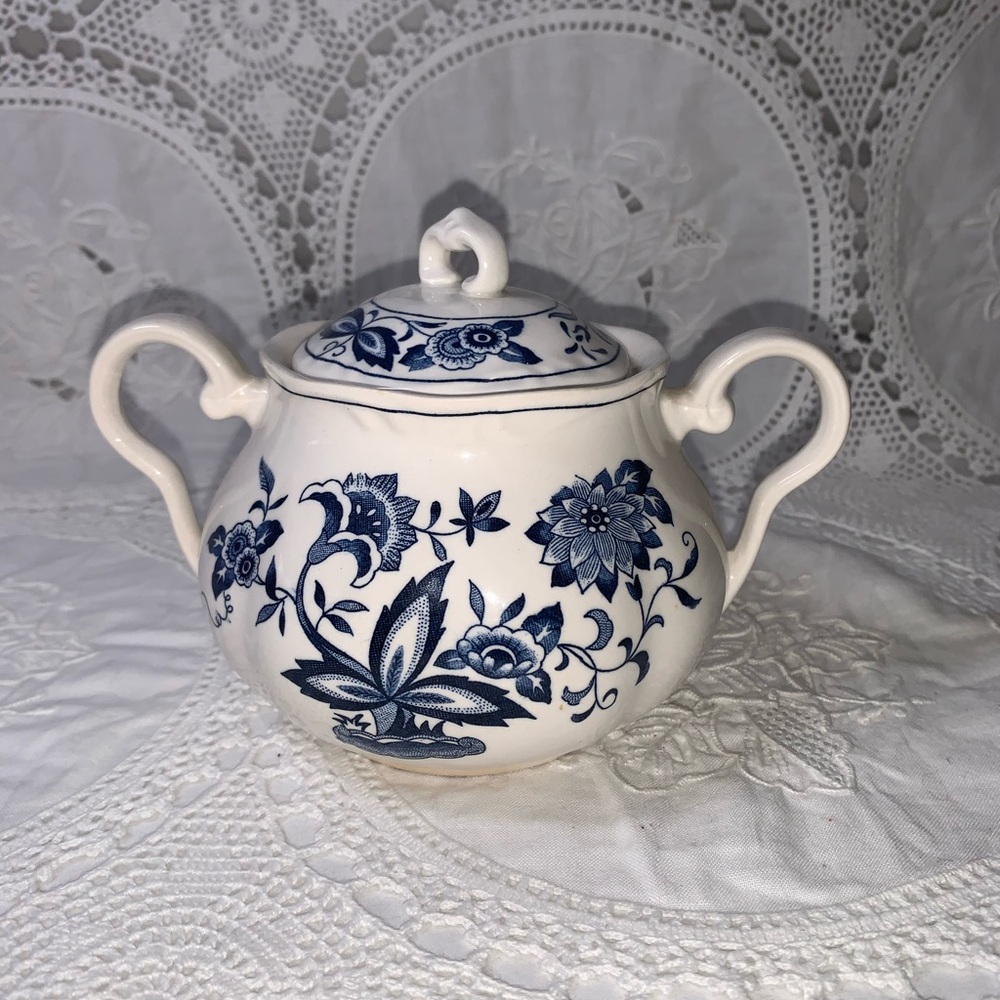 Vintage Harmony House China Blue Bonnet Sugar Bowl & Lid - Discontinued Piece